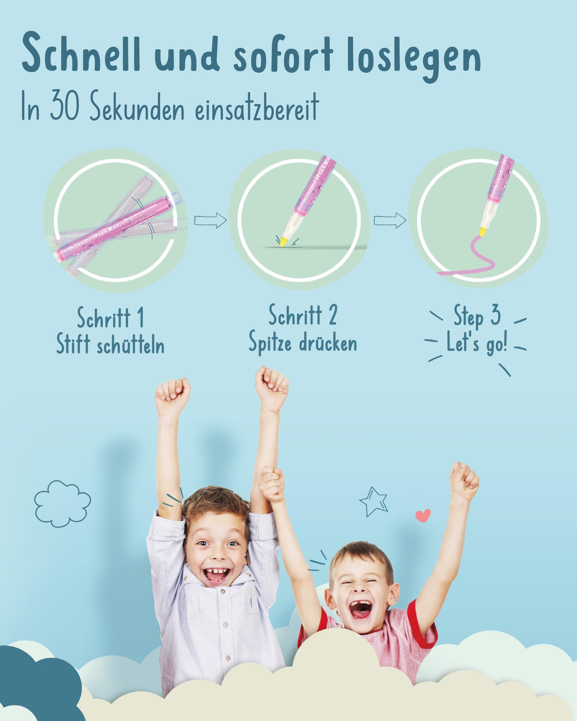 18 Acrylstifte – zum Bemalen von Steinen WRITING_INSTRUMENT lila liebt dich