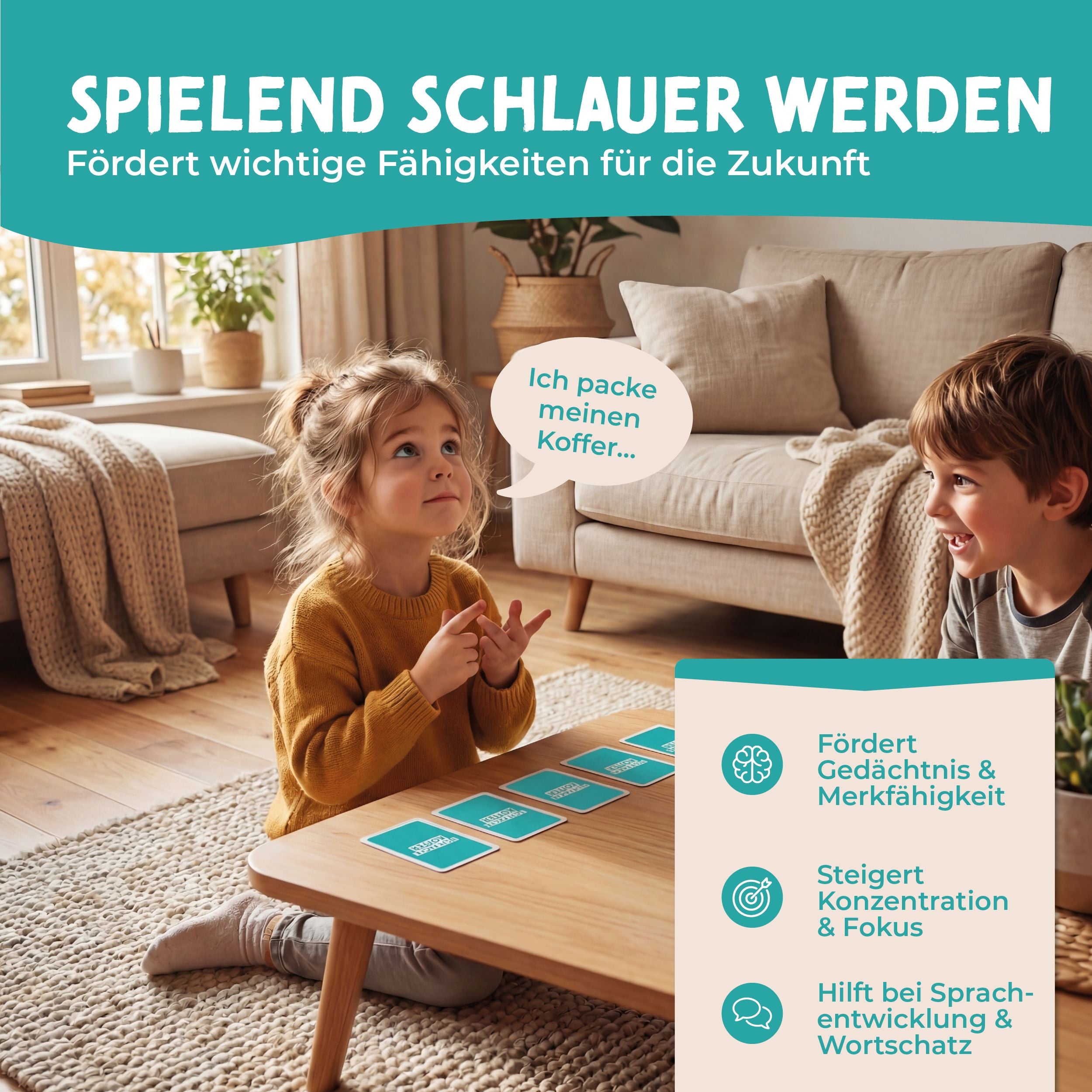 Ich packe Meinen Koffer – Kartenspiel ab 4 Jahren Spiele lila liebt dich