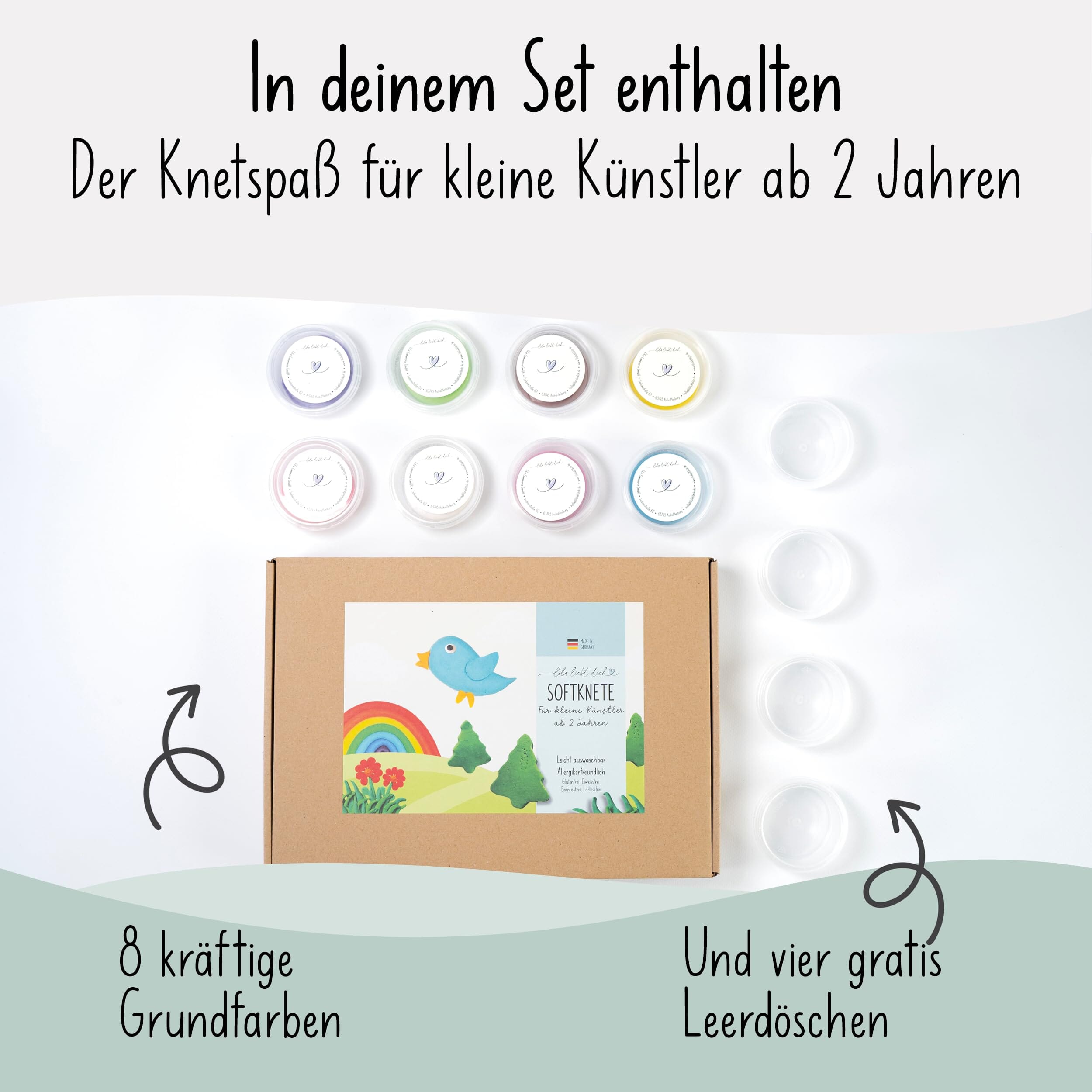 Knete ab 2 Jahre in 8 Farben mit 4 Leerdosen zum Mischen I Allergikerfreundliche TOYS_AND_GAMES lila liebt dich