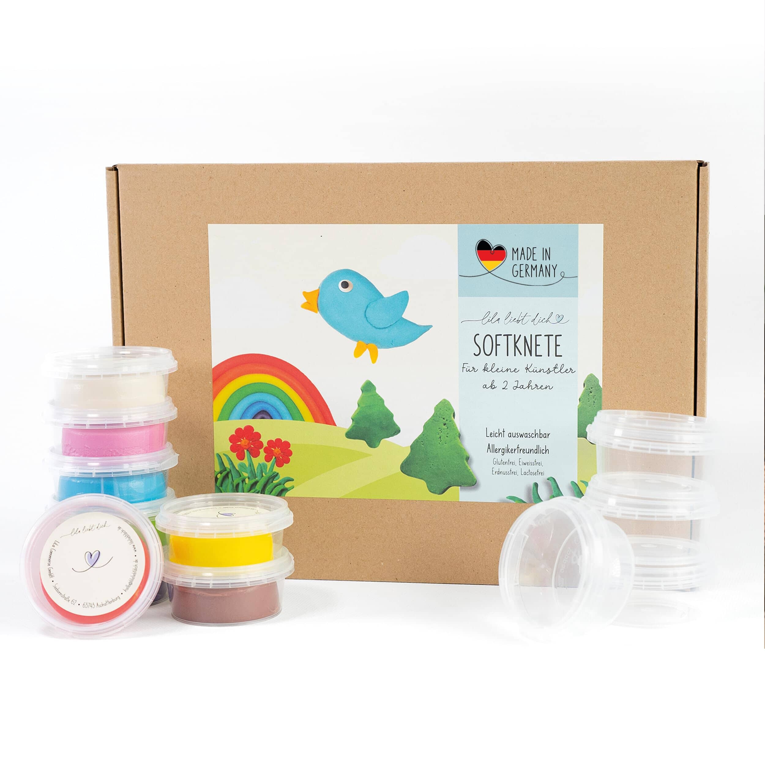 Knete ab 2 Jahre in 8 Farben mit 4 Leerdosen zum Mischen I Allergikerfreundliche TOYS_AND_GAMES lila liebt dich 8 Farben