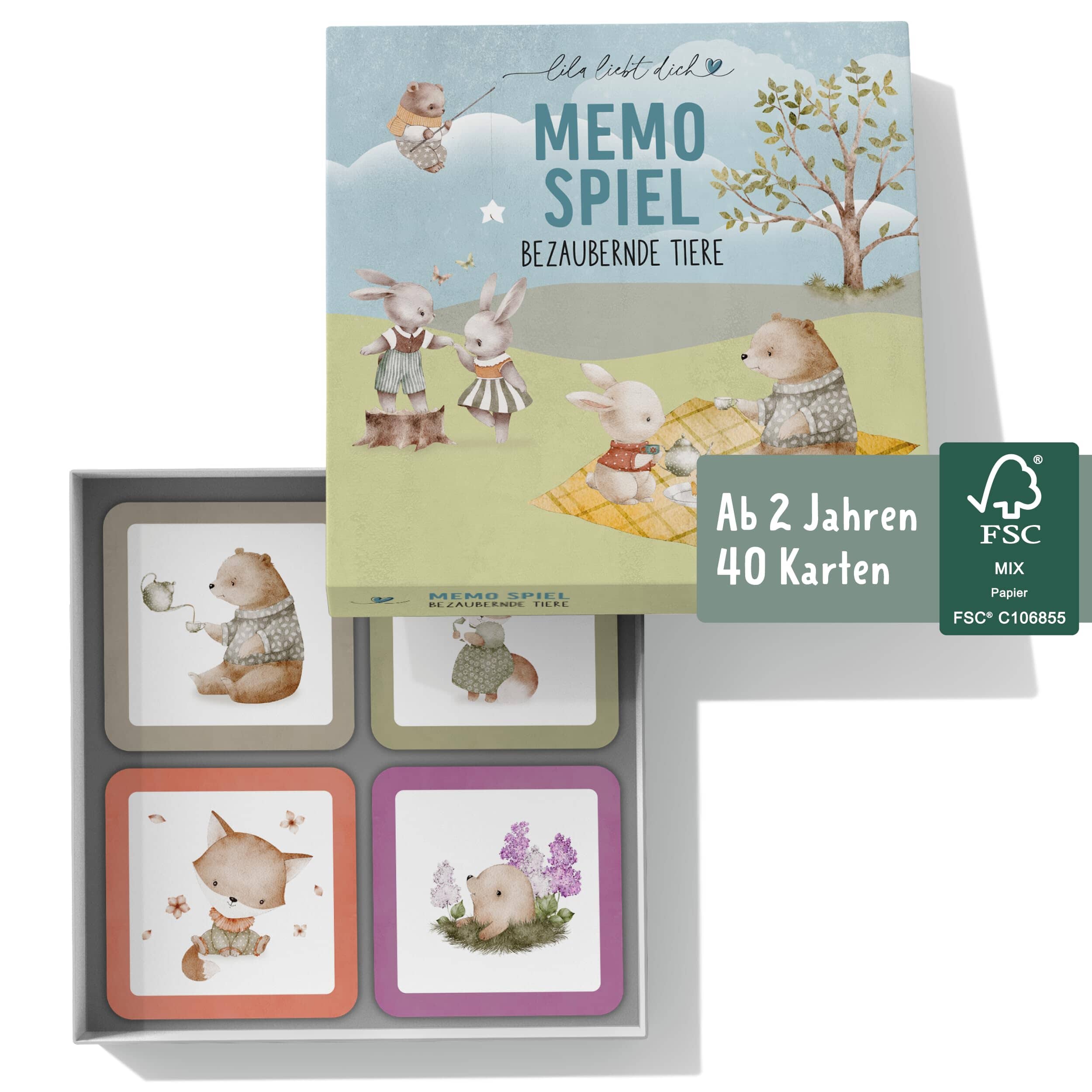 lila liebt dich / Memorie ab 2, Liebevolles erstes Spielzeug ab 2 Jahre, Spiele ab 2 Jahre, Kinderspielzeug ab 2 Jahre, Lernspiele ab 2 Jahre TABLETOP_GAME lila liebt dich Boho