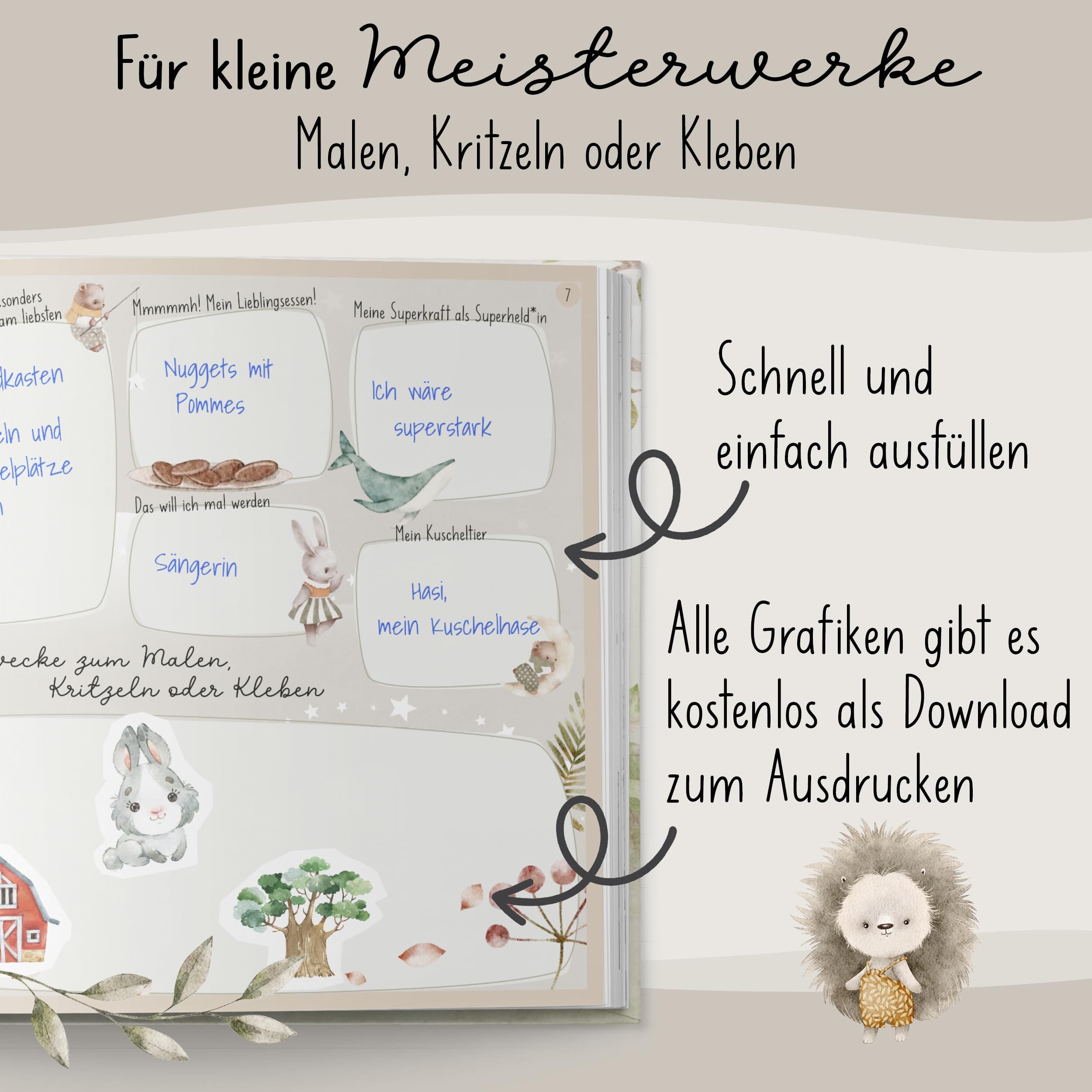 lila liebt dich® Freundebuch Kindergarten Tiere, Freundebuch Kindergarten Mädchen - Unvergessliche Kindergartenmomente festhalten TOYS_AND_GAMES lila liebt dich