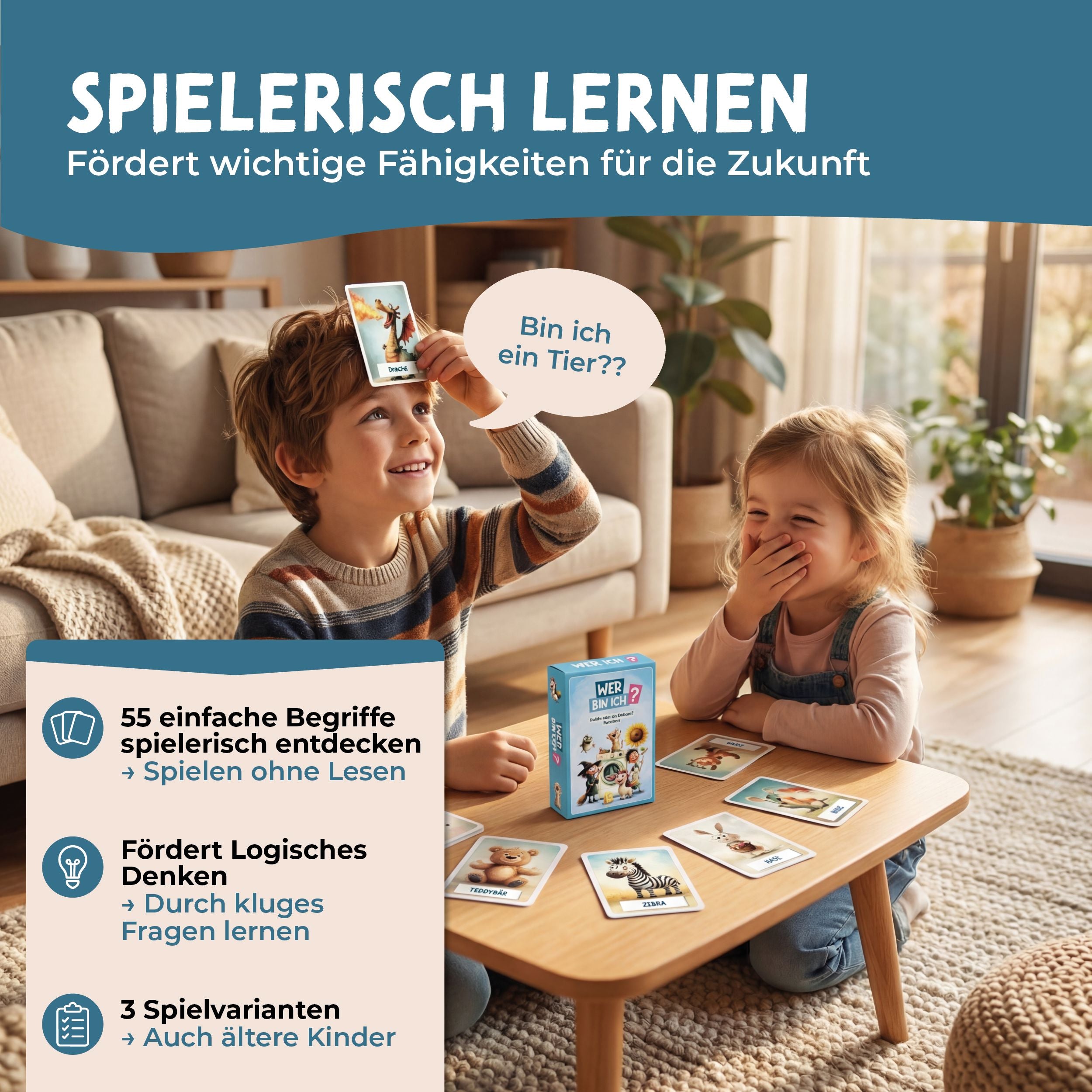 Wer bin ich – Kartenspiel ab 4 Jahren Spiele lila liebt dich