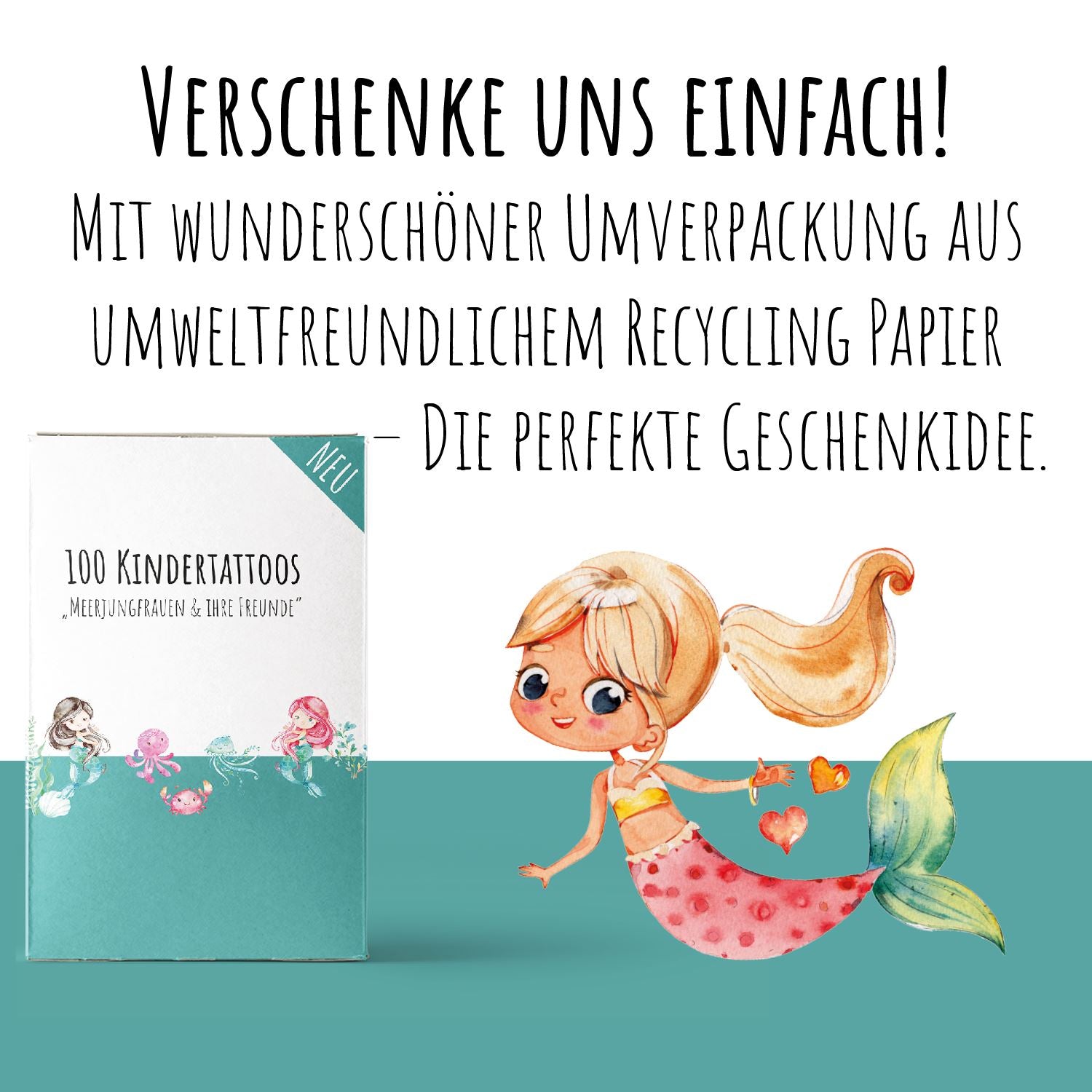 100 Kindertattoos "Meerjungfrauen & ihre Freunde" Kindertattoos lilaliebtdich
