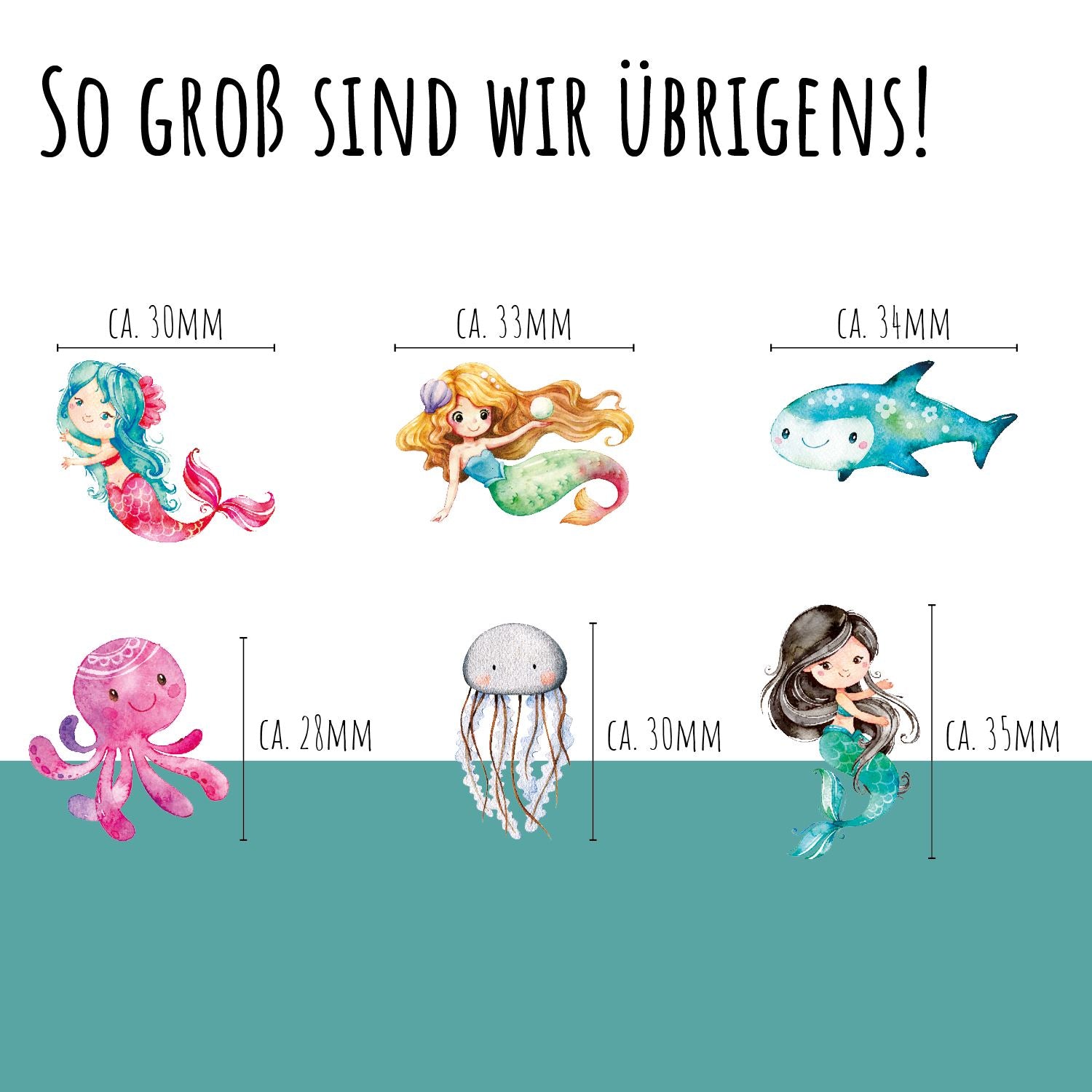 100 Kindertattoos "Meerjungfrauen & ihre Freunde" Kindertattoos lilaliebtdich