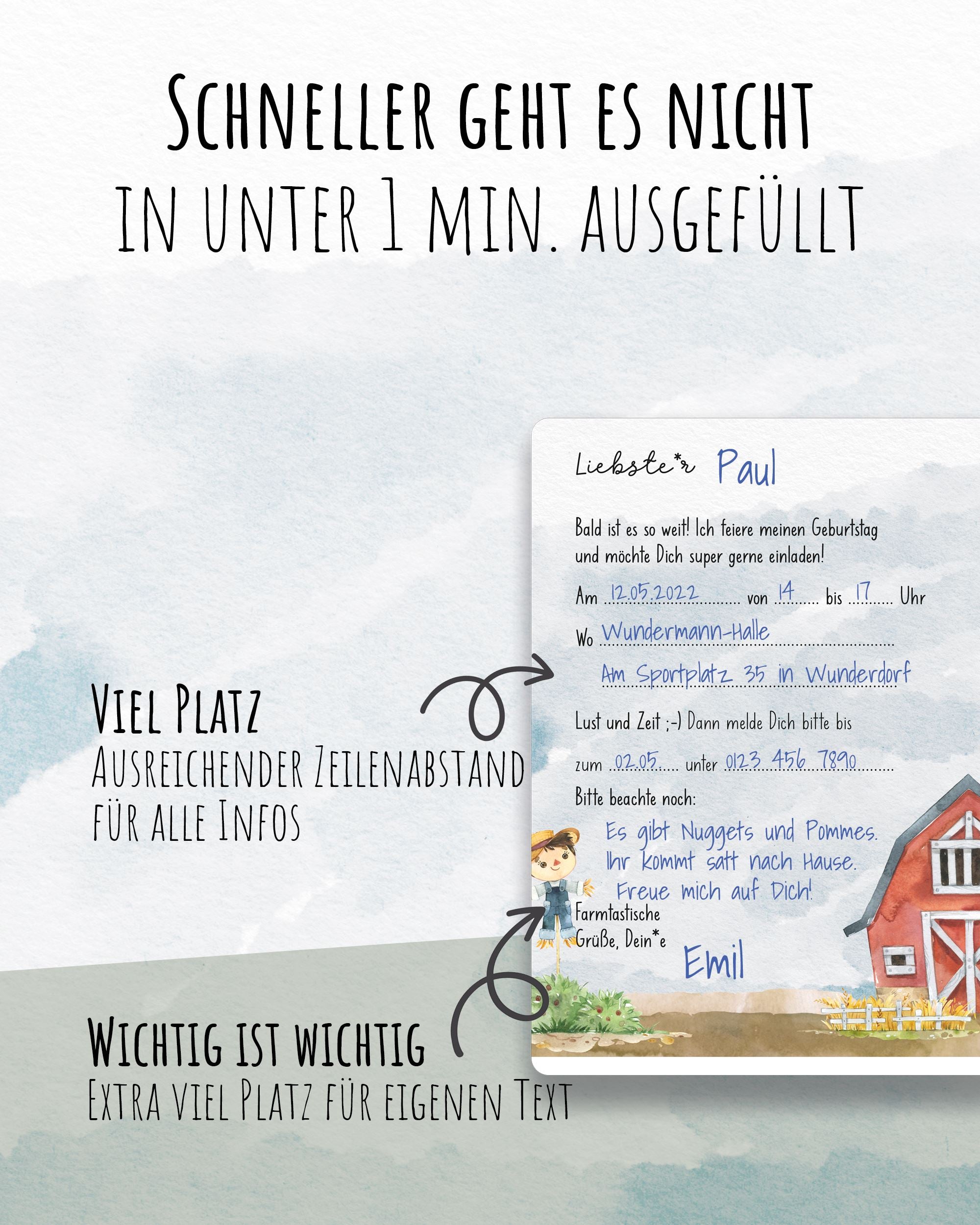 Einladungskarte Kindergeburtstag "Farmtastische Einladung" Einladungskarten lilaliebtdich