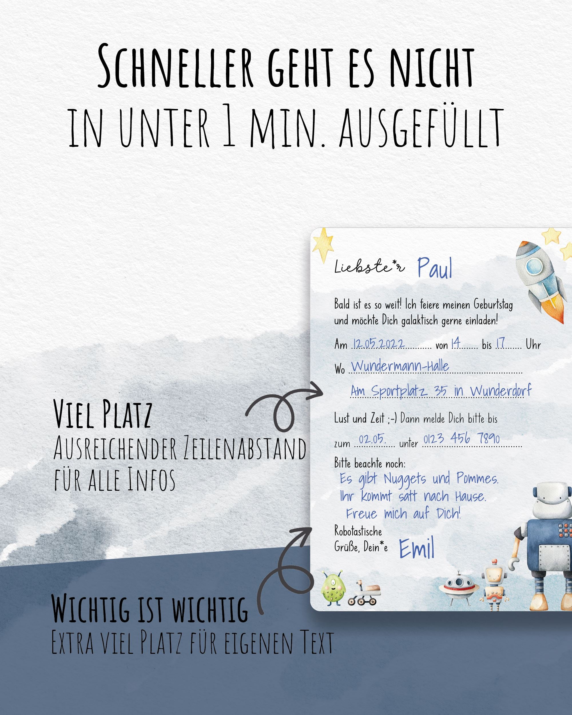 Einladungskarte Kindergeburtstag "Robotastische Einladung" Einladungskarten lilaliebtdich
