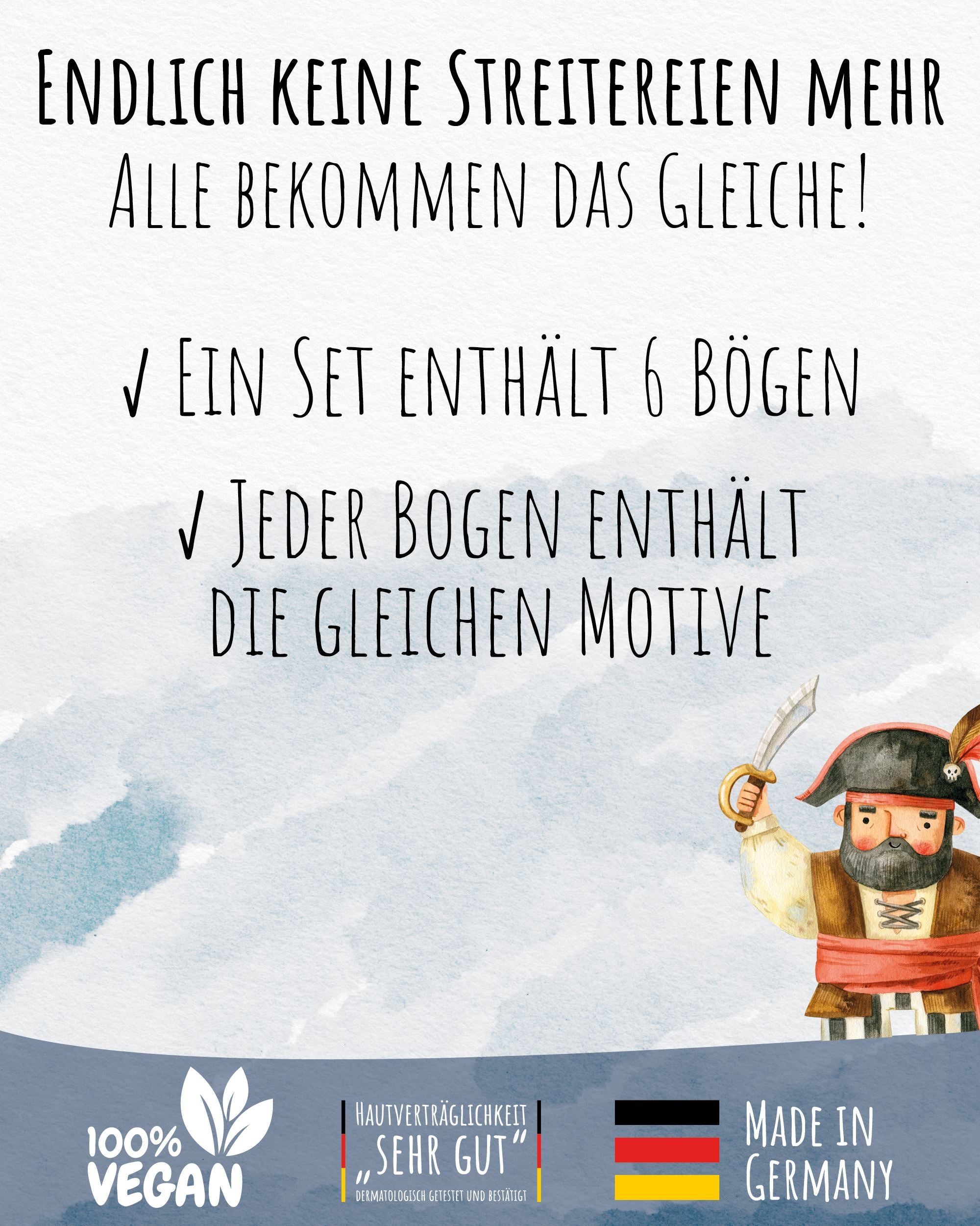 Mitgebsel Kindertattoos "AaARrghh!!! Piraten!" – 6 gleiche Bögen Kindertattoos lilaliebtdich