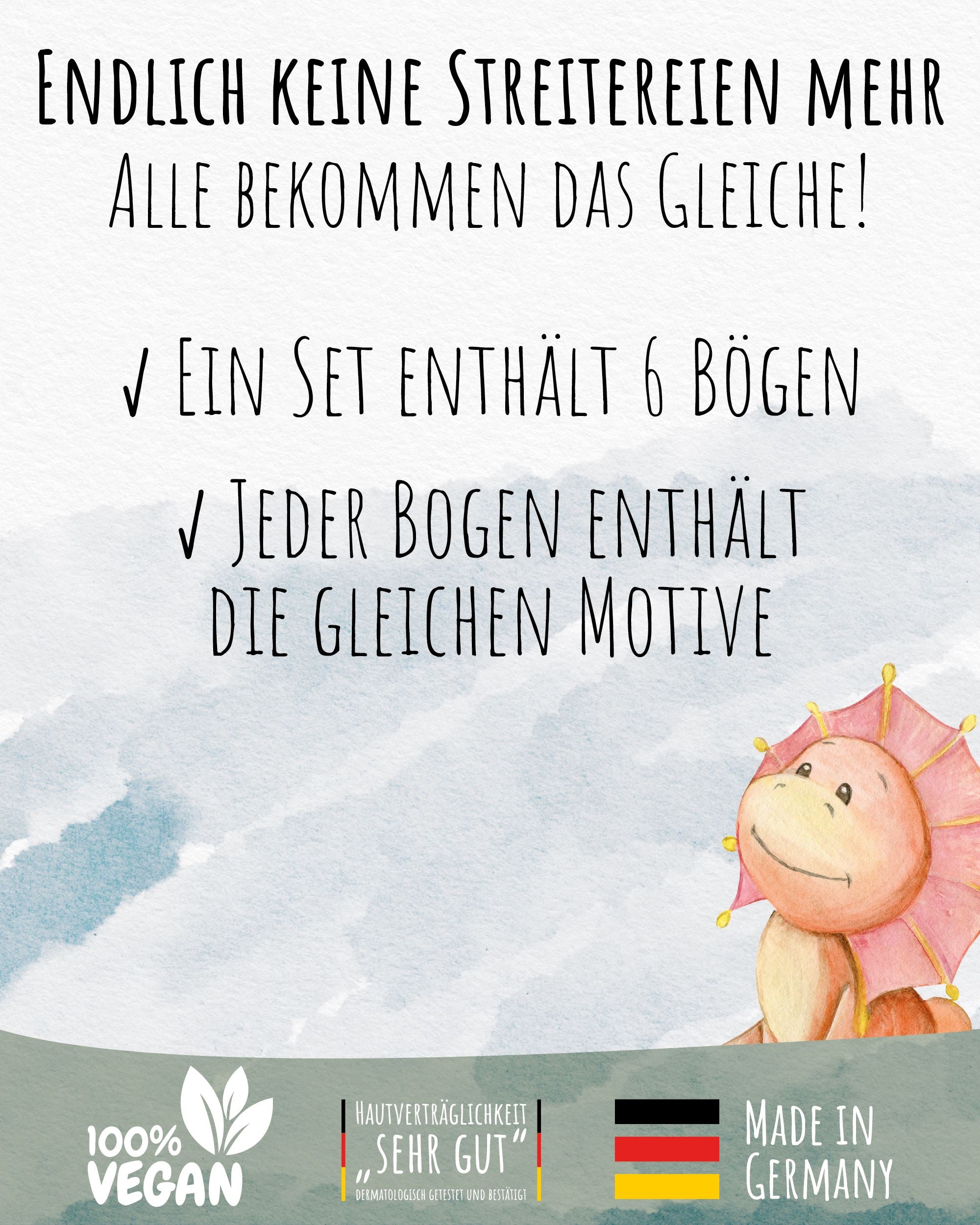 Mitgebsel Kindertattoos "Fabelhafte Dinos" – 6 gleiche Bögen Kindertattoos lilaliebtdich