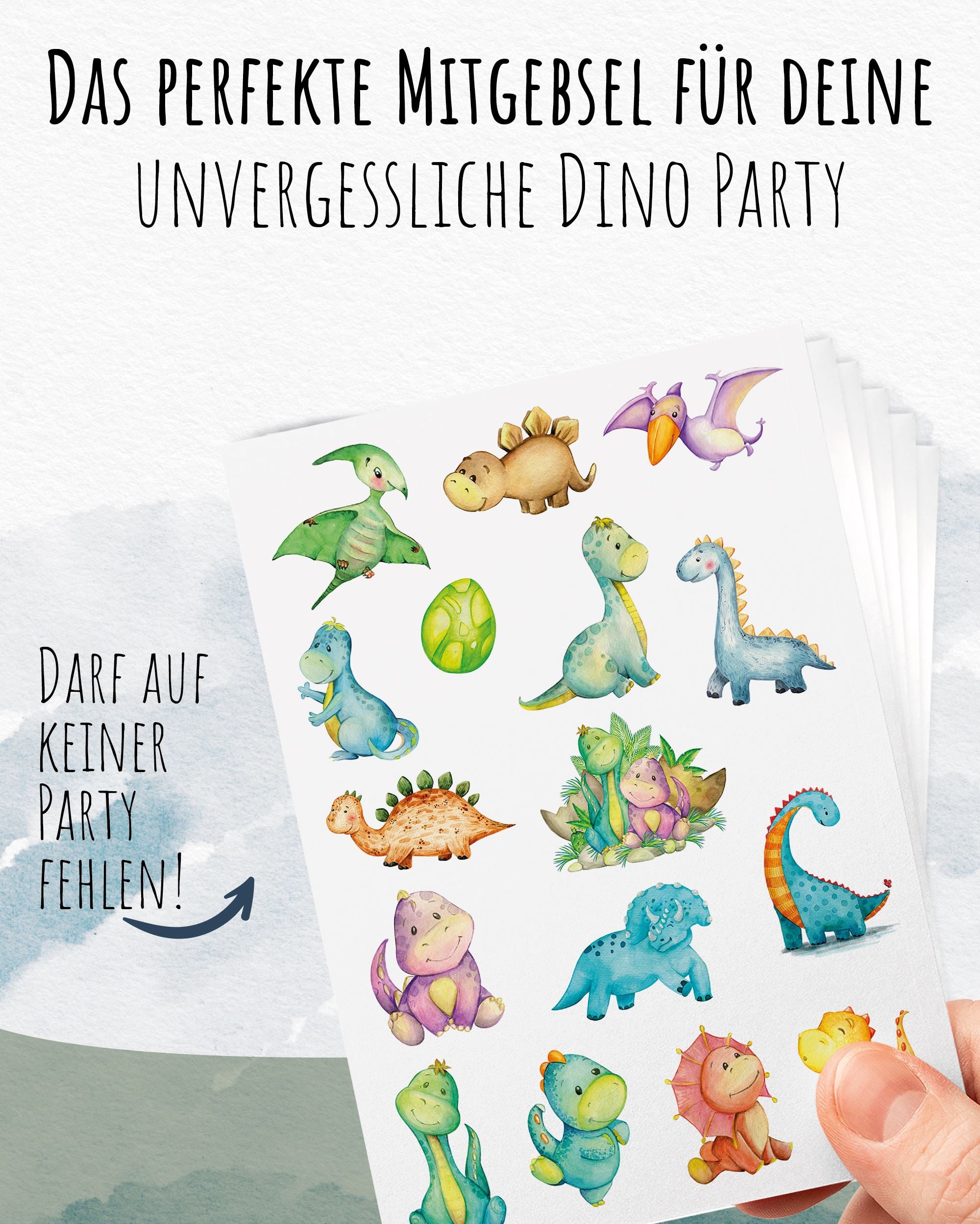 Mitgebsel Kindertattoos "Fabelhafte Dinos" – 6 gleiche Bögen Kindertattoos lilaliebtdich