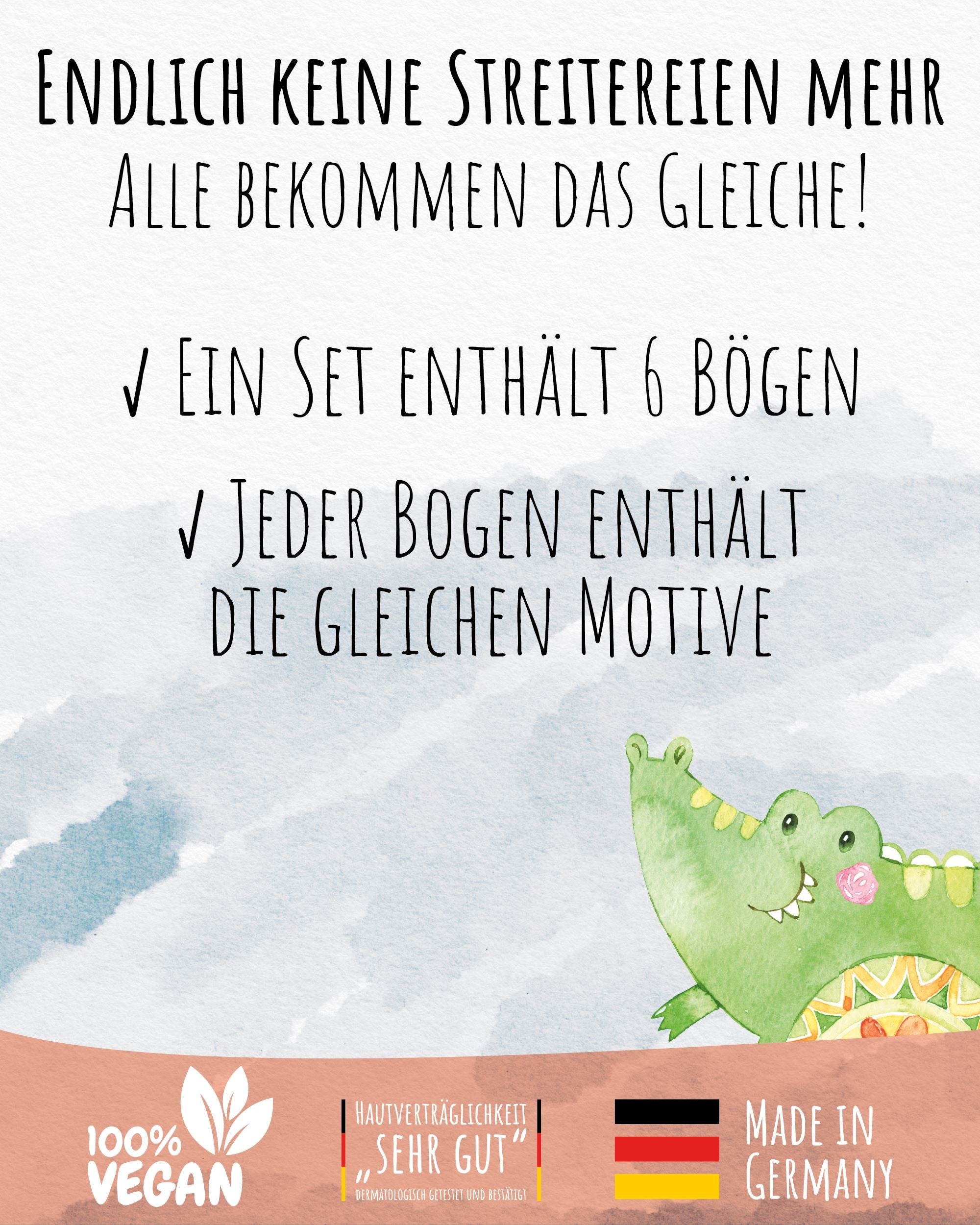 Mitgebsel Kindertattoos "Fabelhafte wilde Tiere" – 6 gleiche Bögen Kindertattoos lilaliebtdich
