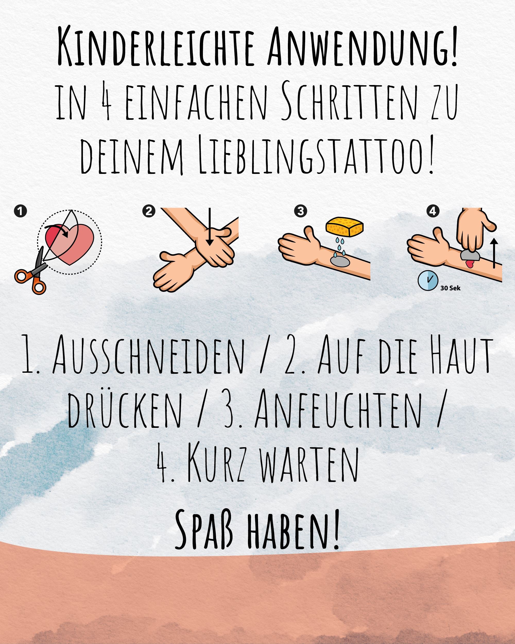 Mitgebsel Kindertattoos "Fabelhafte wilde Tiere" – 6 gleiche Bögen Kindertattoos lilaliebtdich