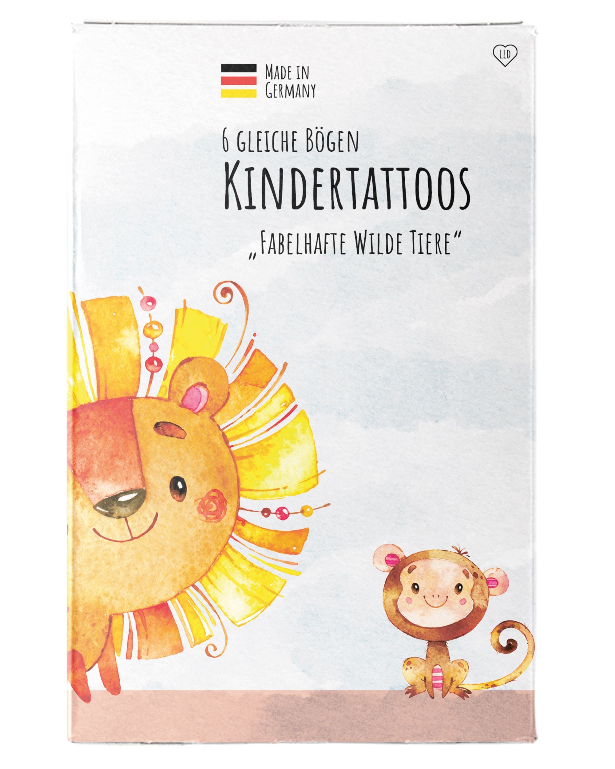 Mitgebsel Kindertattoos "Fabelhafte wilde Tiere" – 6 gleiche Bögen Kindertattoos lilaliebtdich