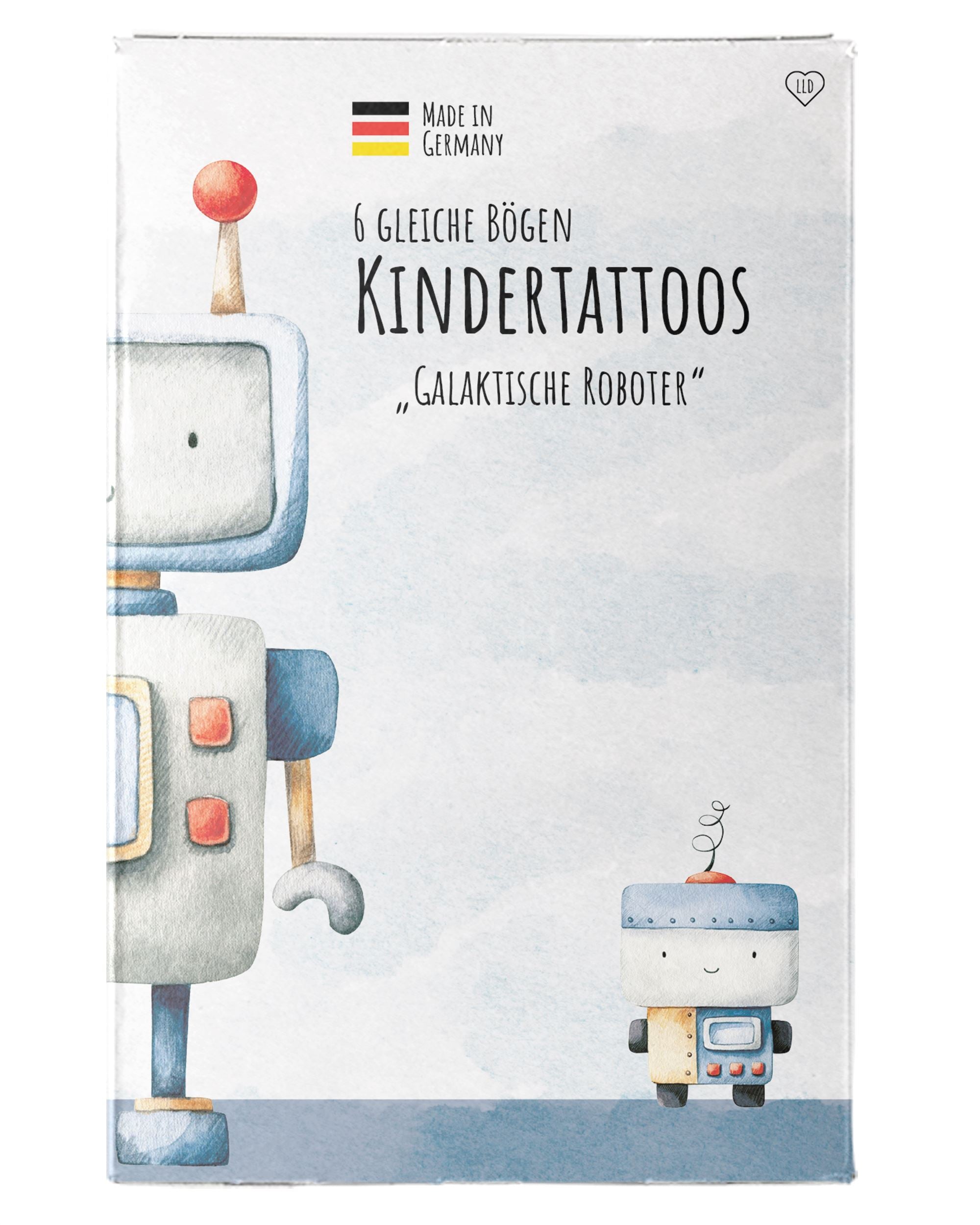 Mitgebsel Kindertattoos "Galaktische Roboter" – 6 gleiche Bögen Kindertattoos lilaliebtdich