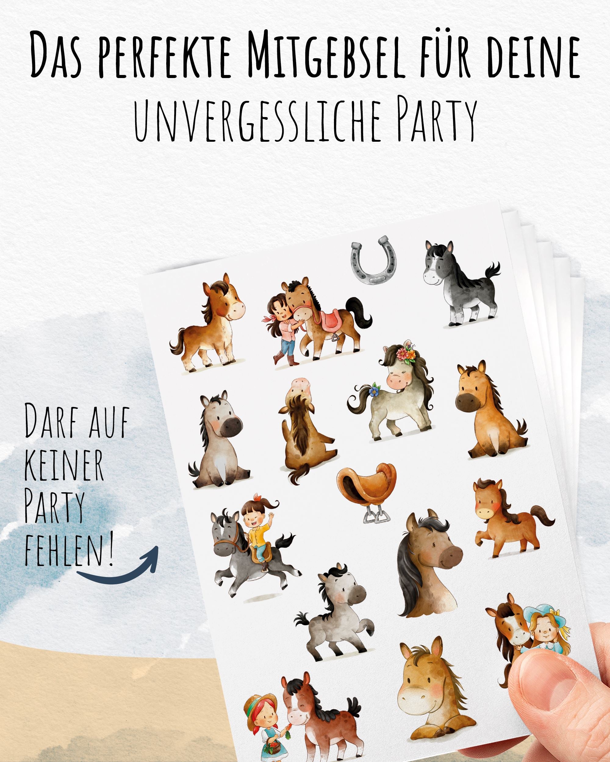 Mitgebsel Kindertattoos "Meine liebsten Pferde" – 6 gleiche Bögen Kindertattoos lilaliebtdich