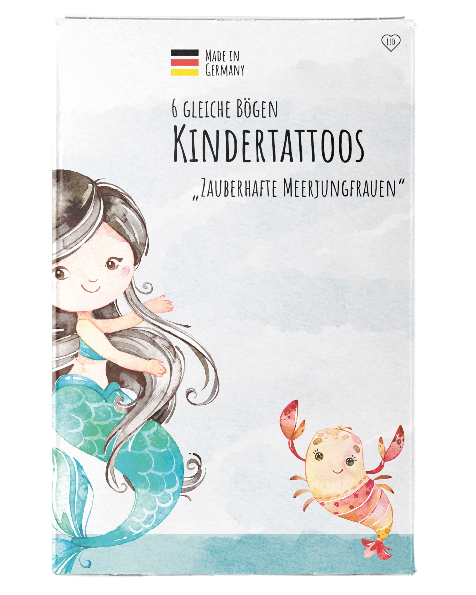 Mitgebsel Kindertattoos "Zauberhafte Meerjungfrauen" – 6 gleiche Bögen Kindertattoos lilaliebtdich