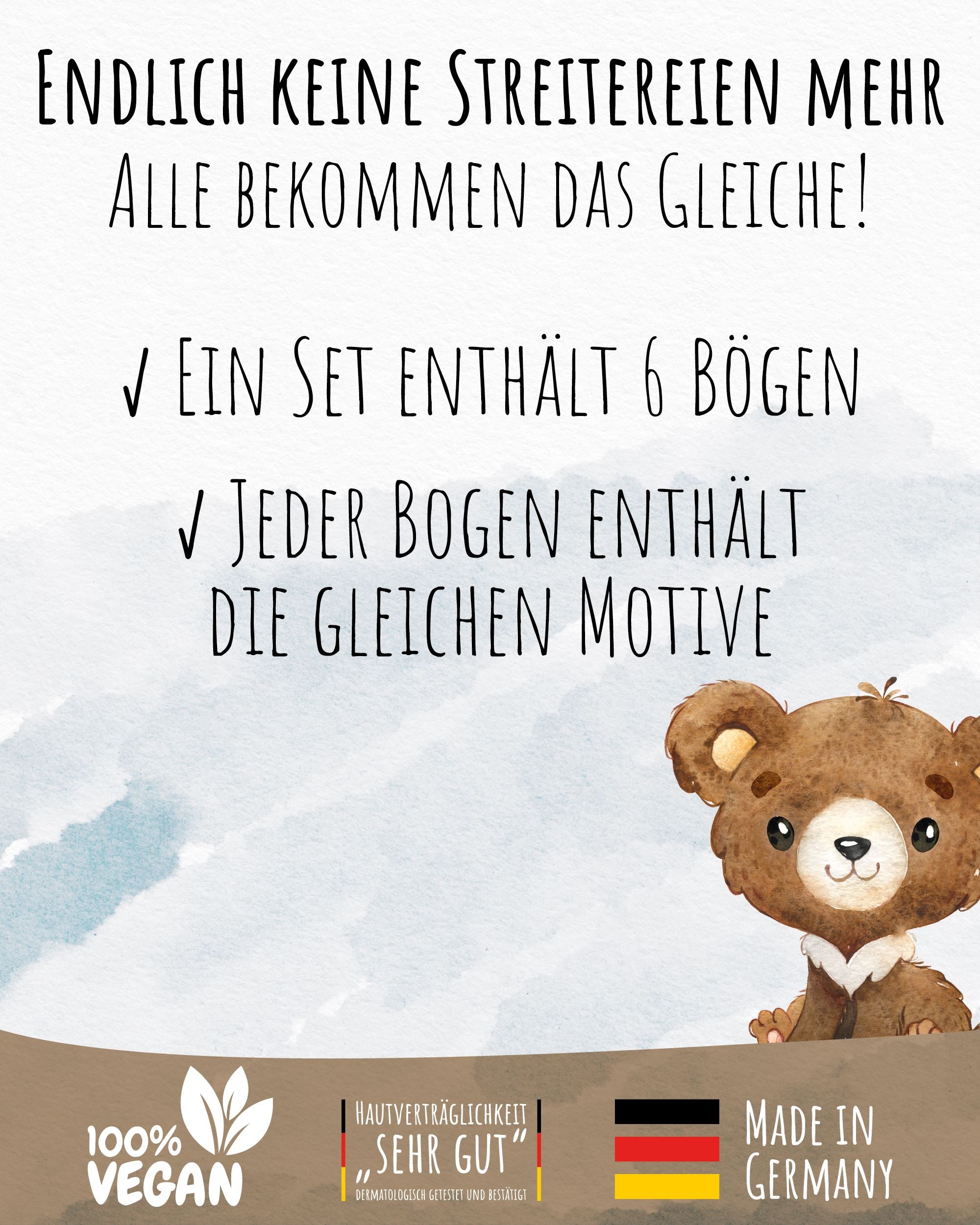 Mitgebsel Kindertattoos "Zauberhafte Waldtiere" – 6 gleiche Bögen Kindertattoos lilaliebtdich