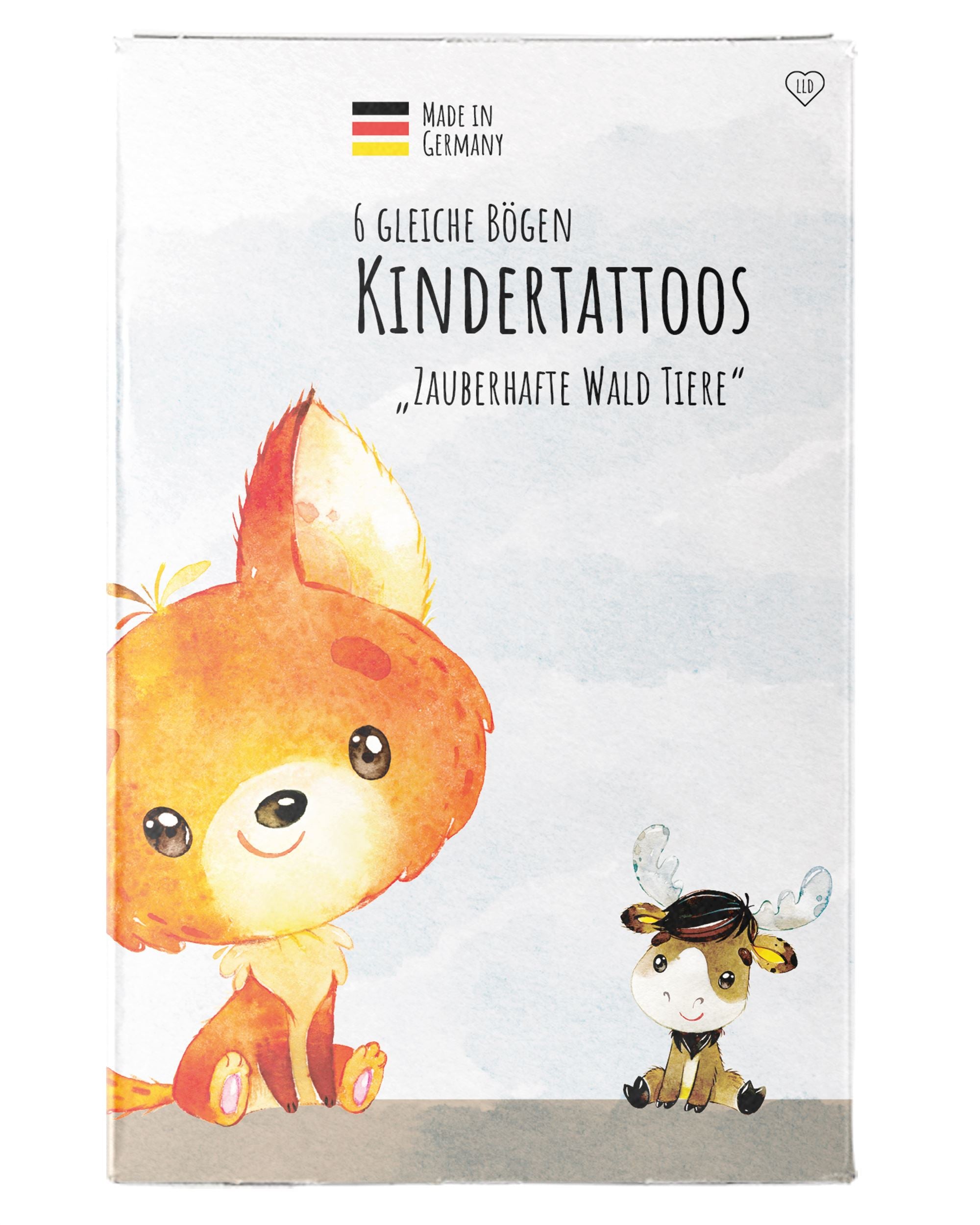 Mitgebsel Kindertattoos "Zauberhafte Waldtiere" – 6 gleiche Bögen Kindertattoos lilaliebtdich