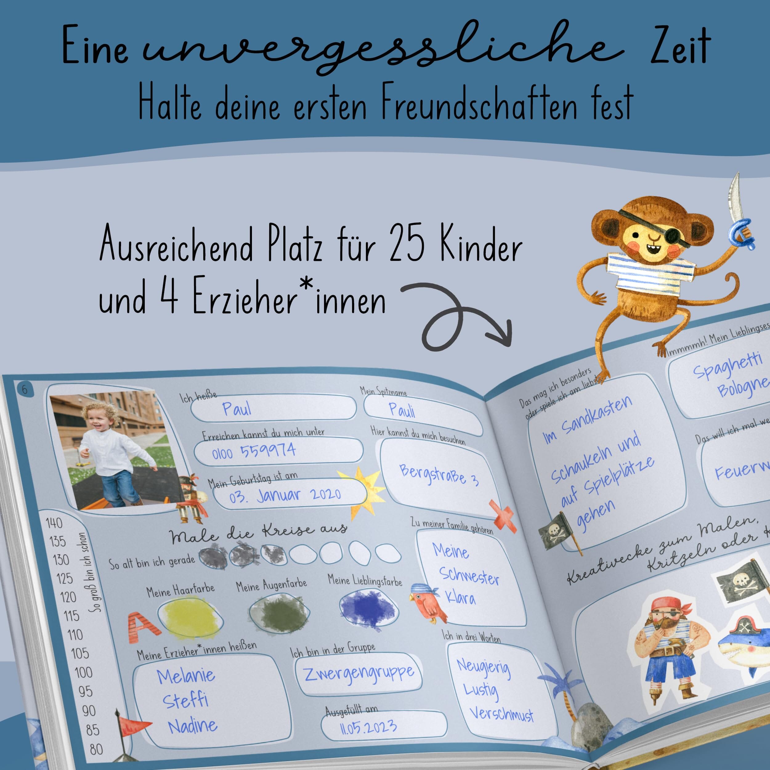 Kindergarten Freundebuch Pirat (kompakt) Kindergarten Freundebuch lila liebt dich 