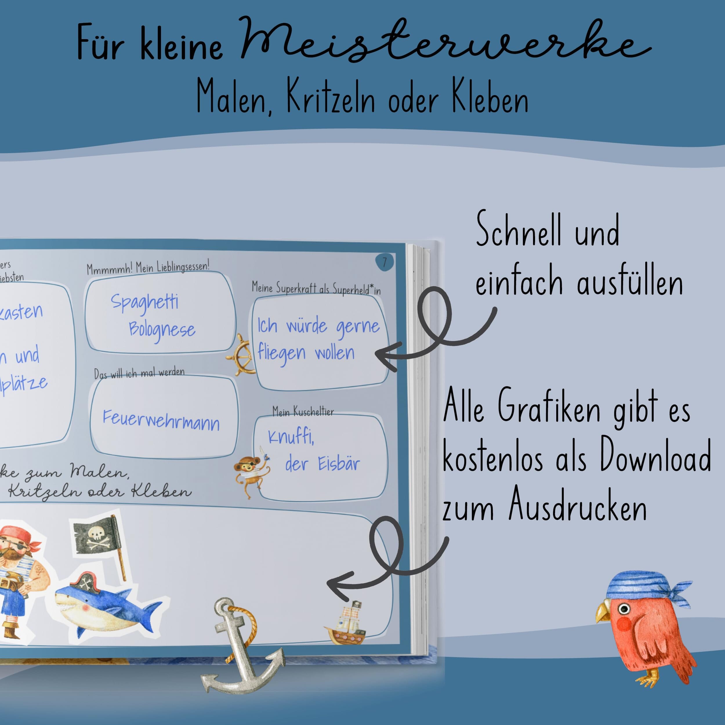 Kindergarten Freundebuch Pirat (kompakt) Kindergarten Freundebuch lila liebt dich 