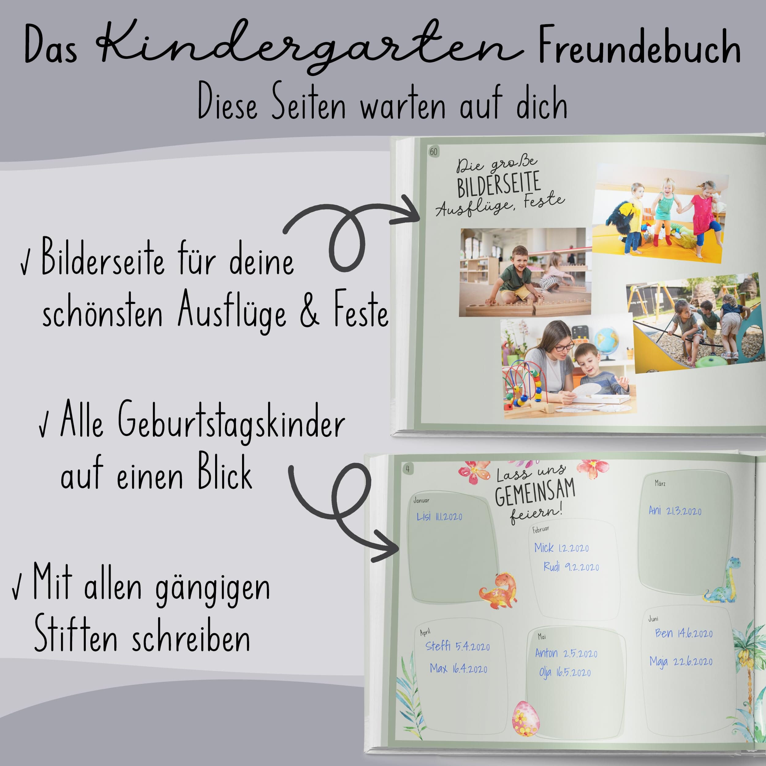 lila liebt dich® Freundebuch Dinosaurier, Freundebuch Kindergarten Junge - Unvergessliche Kindergartenmomente festhalten, kompakt TOYS_AND_GAMES lila liebt dich 