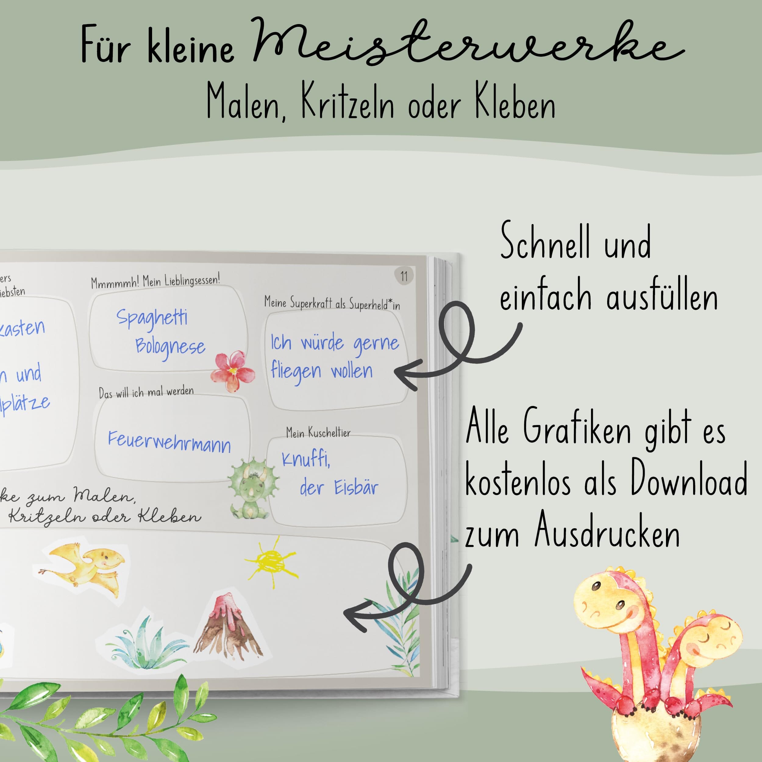 lila liebt dich® Freundebuch Dinosaurier, Freundebuch Kindergarten Junge - Unvergessliche Kindergartenmomente festhalten, kompakt TOYS_AND_GAMES lila liebt dich 