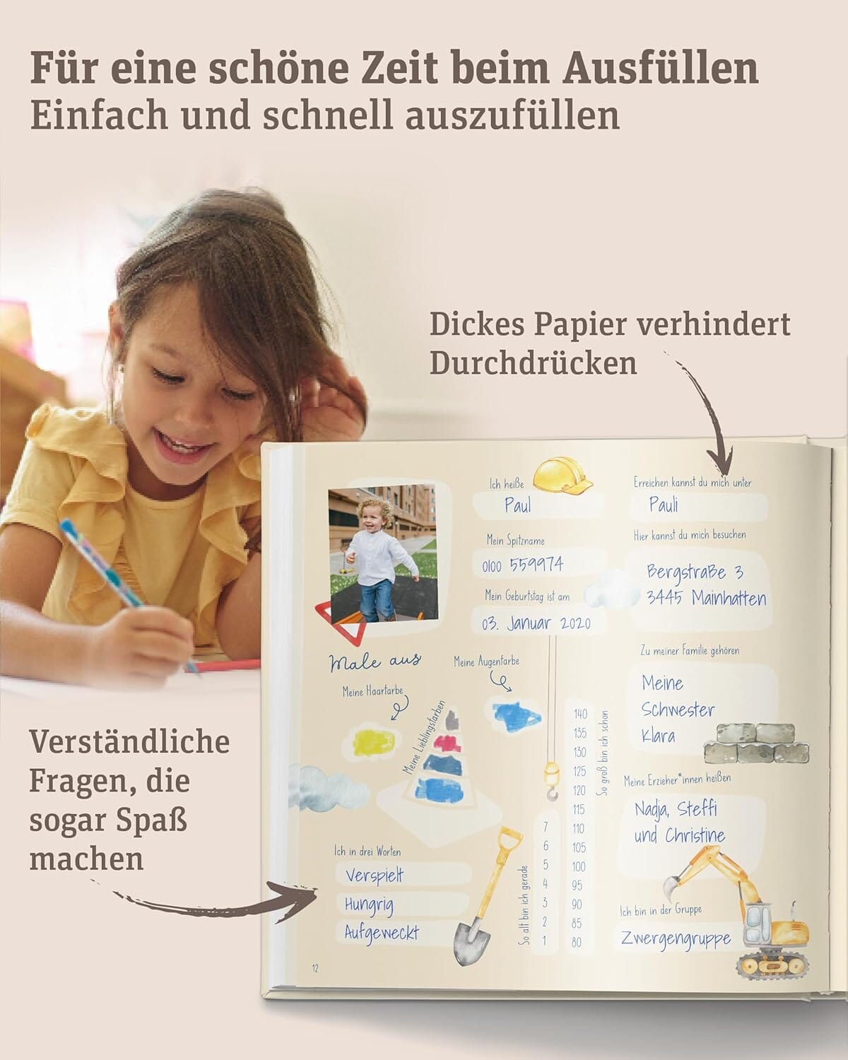 Meine fantastischen Kindergartenfreunde - Baustellenfahrzeuge Kindergarten Freundebücher LiBe Verlag 