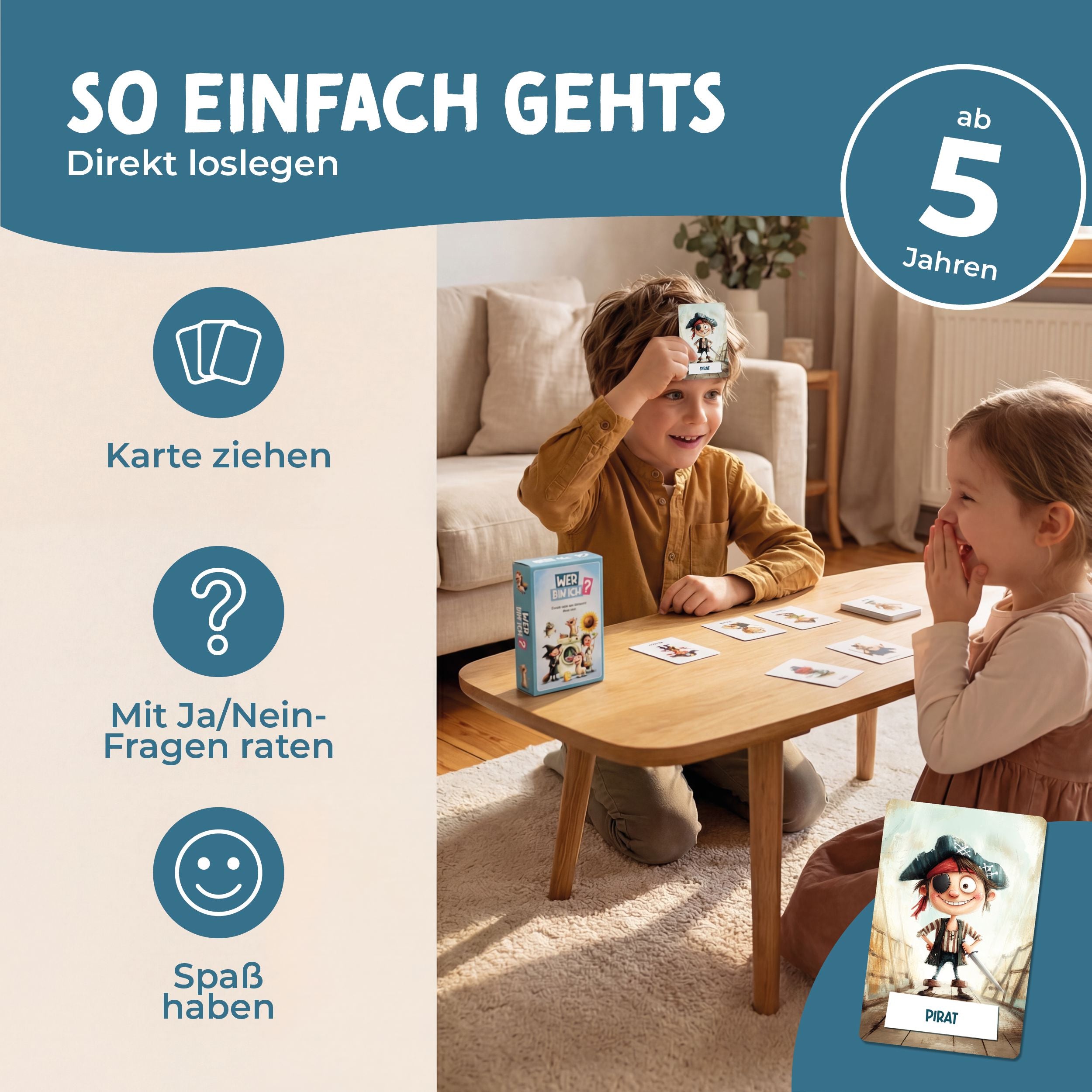 Wer bin ich – Kartenspiel ab 4 Jahren Spiele lila liebt dich 