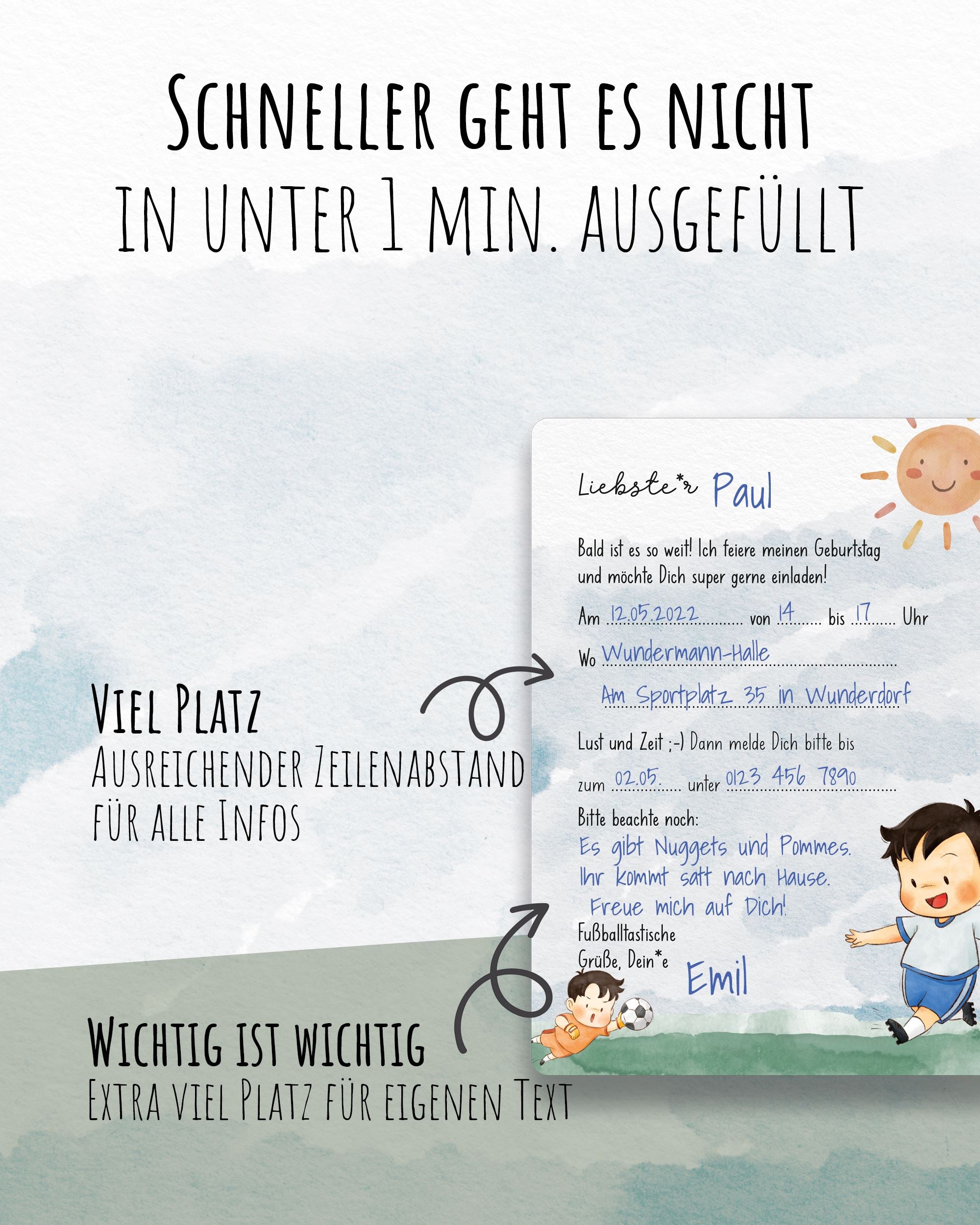 Einladungskarte Kindergeburtstag "Fussballtastische Einladung" Einladungskarten lilaliebtdich 
