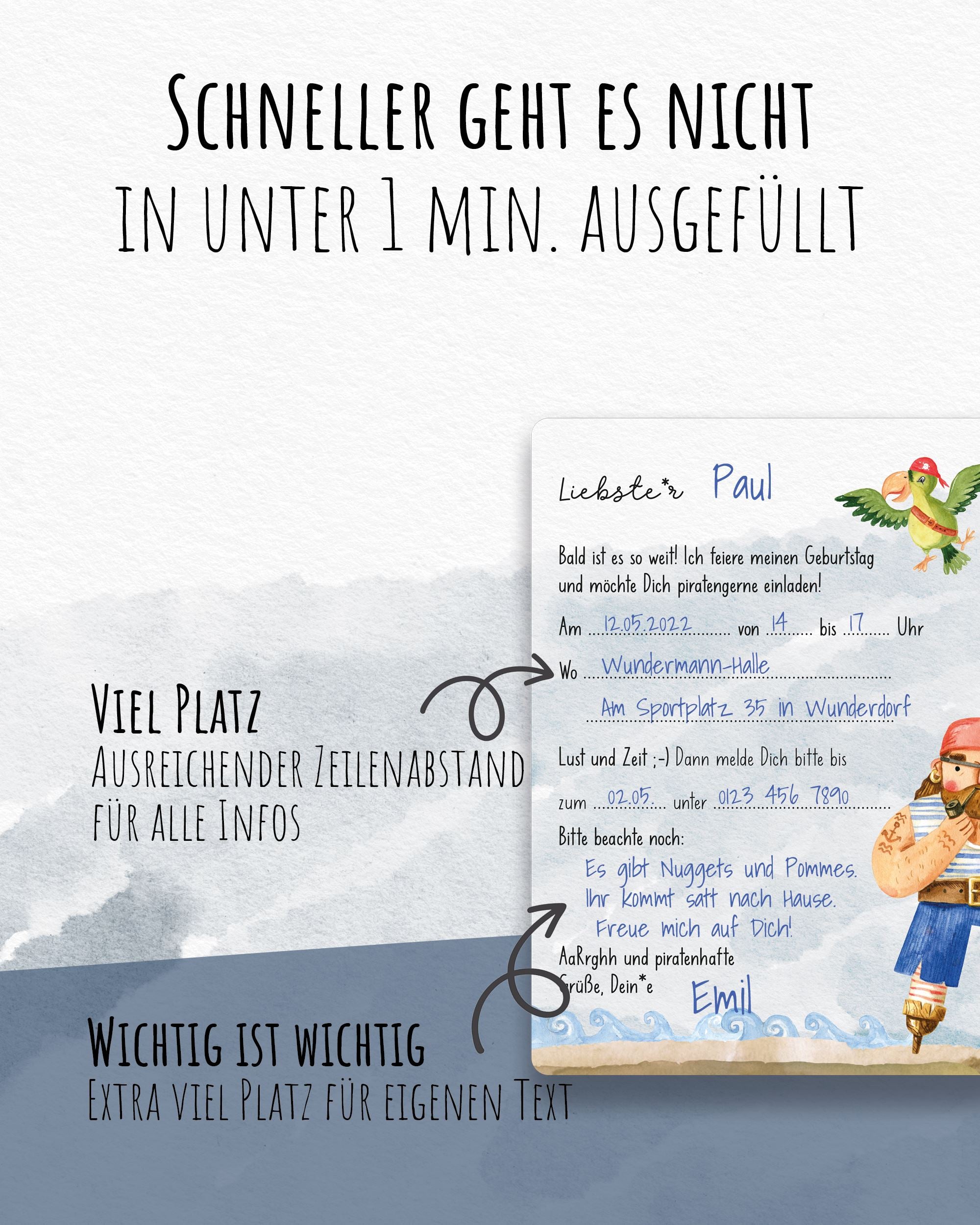 Einladungskarte Kindergeburtstag "Piratenhafte Einladung" Einladungskarten lilaliebtdich 
