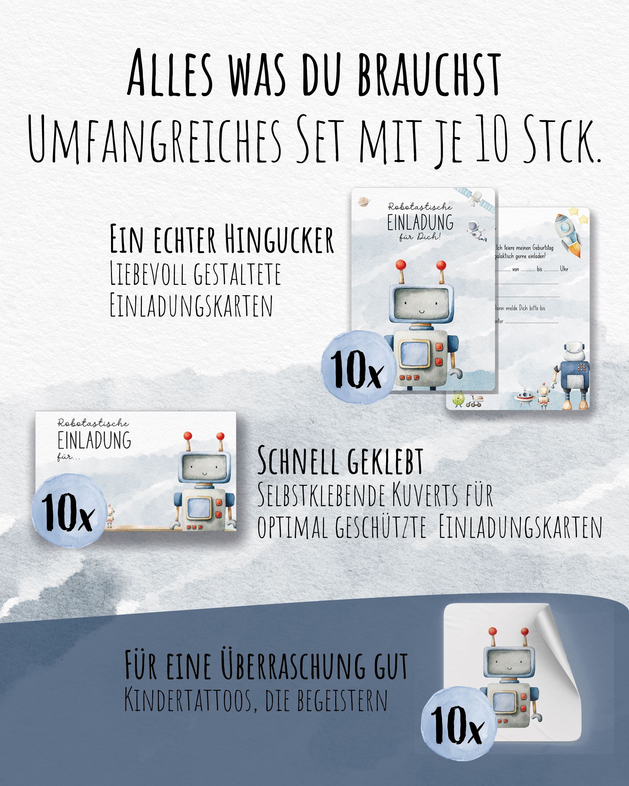 Einladungskarte Kindergeburtstag "Robotastische Einladung" Einladungskarten lilaliebtdich 