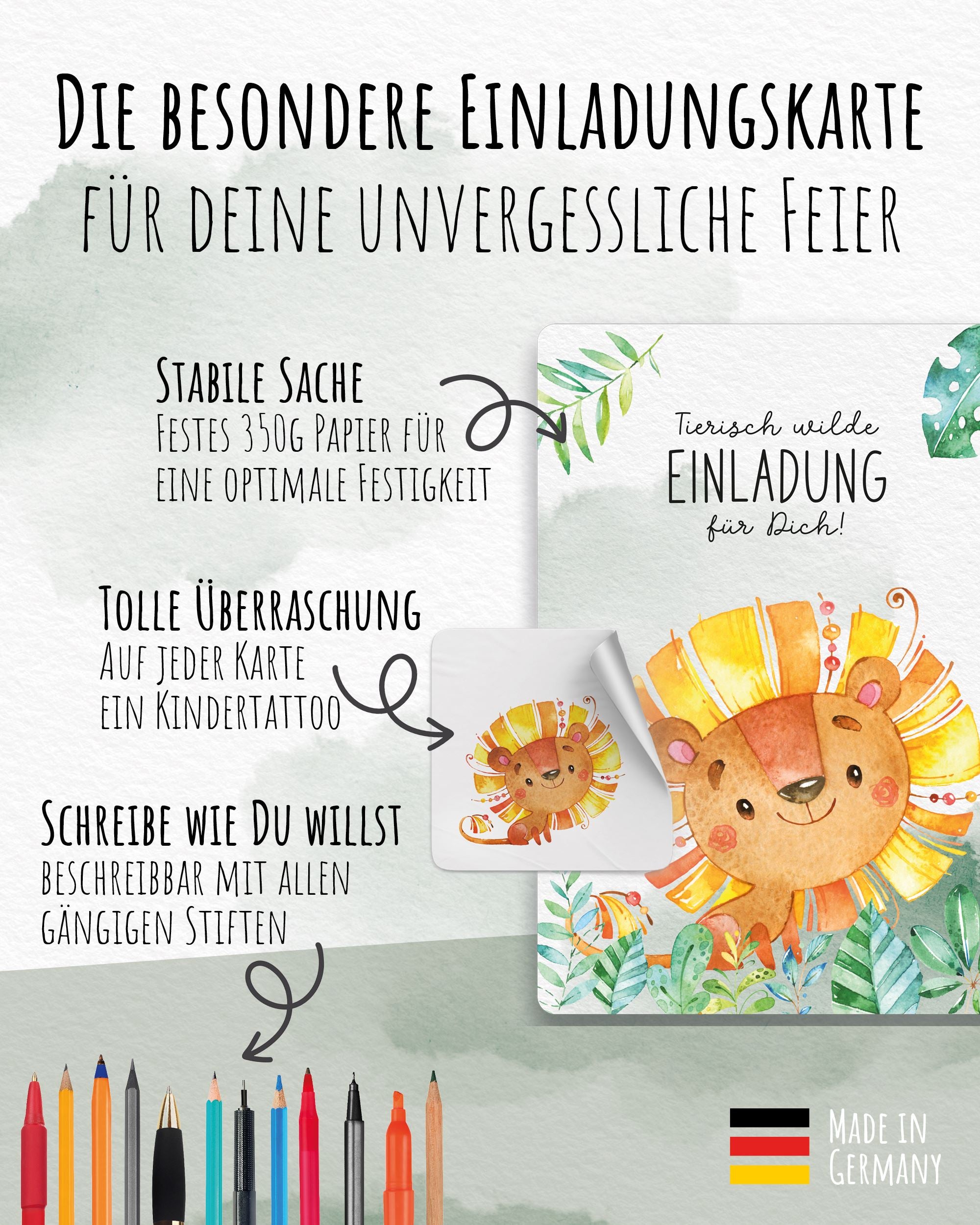 Einladungskarte Kindergeburtstag "Tierisch wilde Einladung" Einladungskarten lilaliebtdich 