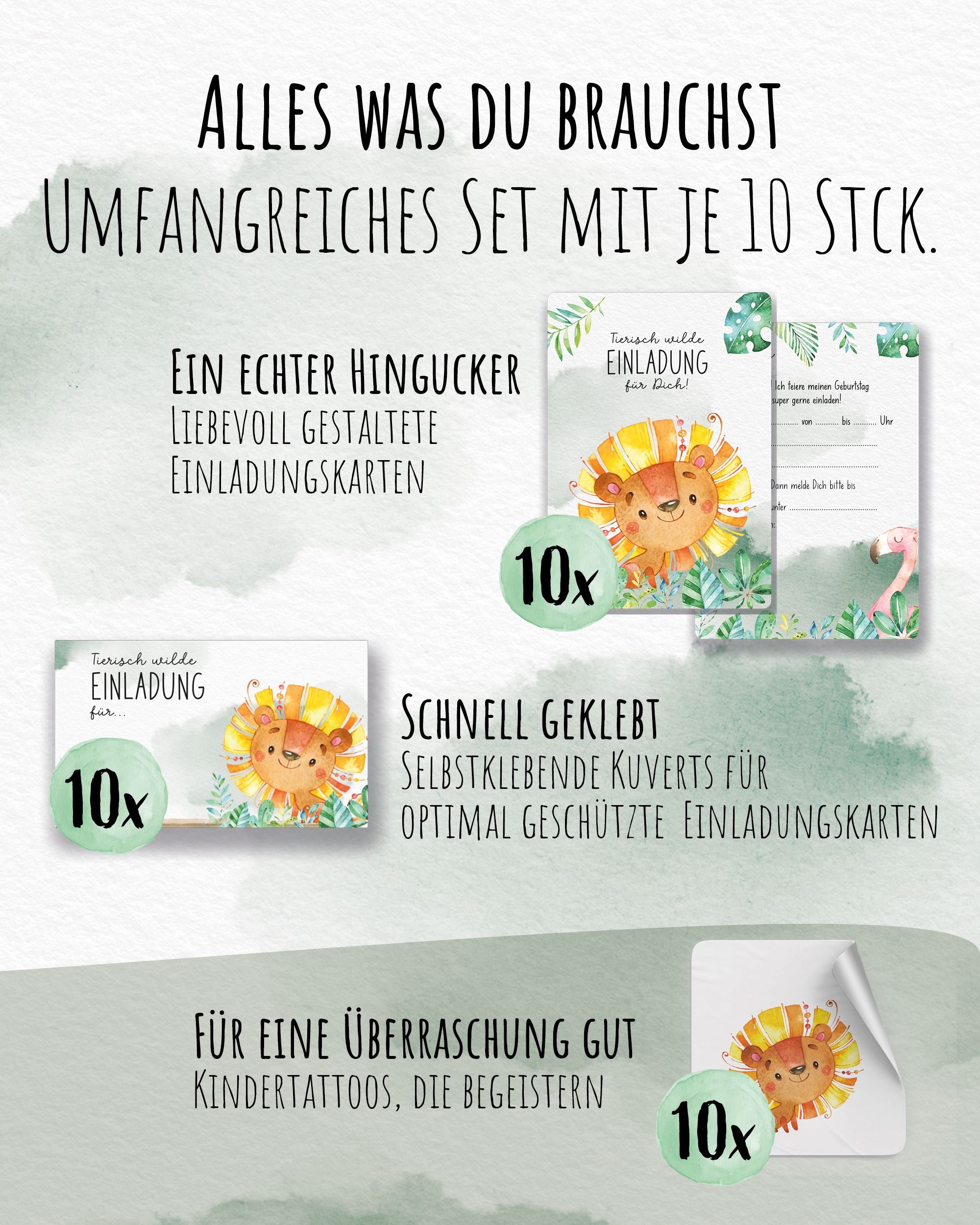 Einladungskarte Kindergeburtstag "Tierisch wilde Einladung" Einladungskarten lilaliebtdich 