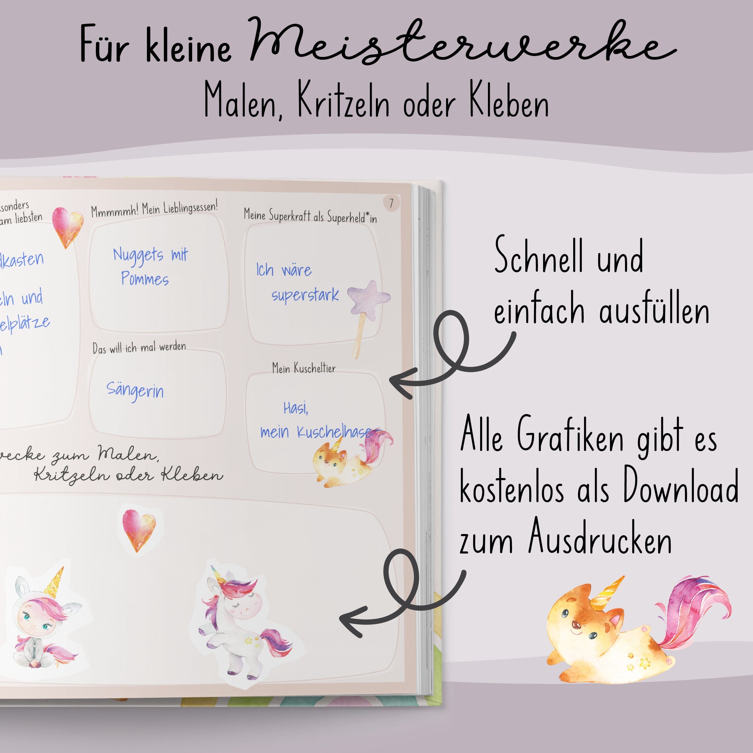 Freundebuch Kindergarten Einhorn Kindergarten Freundebuch lila liebt dich 